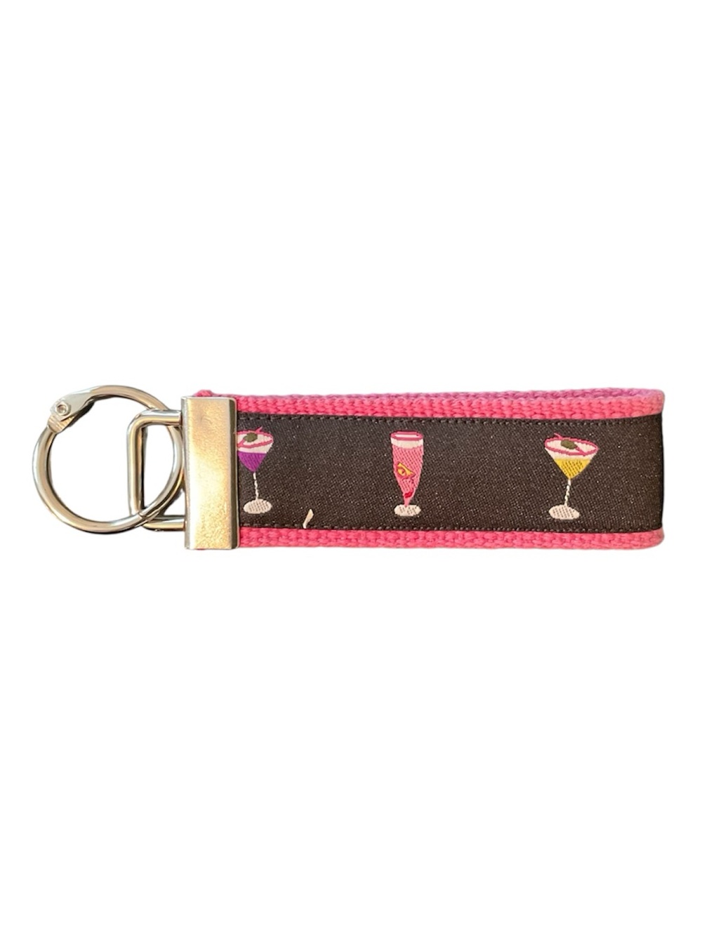Happy hour pink and black key ring Fob